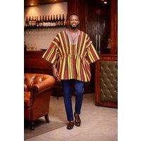 JTAPHRIQUE Men's Royal Heritage Multi-Stripe Fugu Smock Top | Size: Large