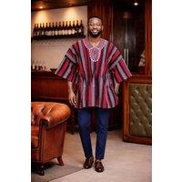 JTAPHRIQUE Men's Crimson Heritage Stripe Fugu Smock Top | Size: Large