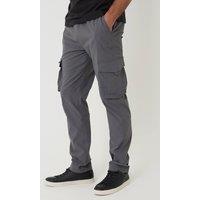 Threadbare Men's Slim Fit Stretch Cargo Trousers in Charcoal | Size: Large