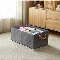 Living and Home 4Pcs Foldable Fabric Clothing Storage Box Wardrobe Organizer with Handles in Grey