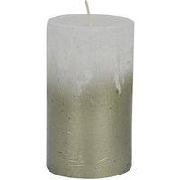 The Libra Company Pillar Candle With Metallic Ombre Base - Paraffin - L7 x W7 x H12 cm in Green