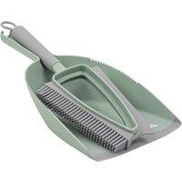 JVL Rubber Dustpan & Brush Set-Green in Green
