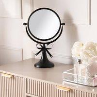 OHS Bow Dressing Table Mirror Freestanding Pedestal Swivel Cosmetic in Black
