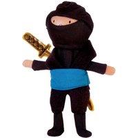 Fiesta Crafts Blue Ninja Finger Puppet with Wooden Head
