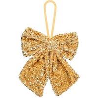 VFM e-Store Christmas Sequins Bow Hanging Decoration 30cm x 22cm Gold X 1 | Size: 30 cm x 22 cm