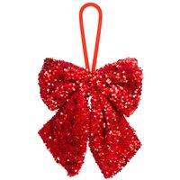VFM e-Store Christmas Sequins Bow Hanging Decoration 30cm x 22cm Red X 1 | Size: 30 cm x 22 cm