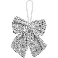 VFM e-Store Christmas Sequins Bow Hanging Decoration 30cm x 22cm Silver X 1 | Size: 30 cm x 22 cm
