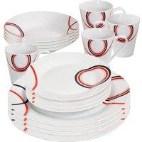 BARGAINS-GALORE 16 Piece Dinner Set Red & Black Patterns Dinnerware Set Kitchenware