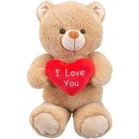 VFM e-Store Valentines Bear Soft Toy with Love Heart Plush 38cm x 23cm Brown X 1 | Size: 38 cm x 23 cm