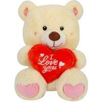 VFM e-Store Valentines Bear Soft Toy with I Love You Heart 20cm x 18cm Beige X 1 | Size: 20 cm x 18 cm