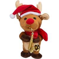 VFM e-Store Christmas Musical Reindeer Decoration Gift Idea 20cm x 14cm White X 1 | Size: 20 cm x 14 cm
