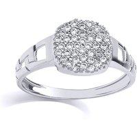 Jewelco London Silver CZ Encrusted Cushion Signet Ring | Size: B