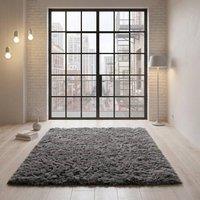 Snug City Shaggy Fluffy Rug Ultra Soft Plush Modern Floor Rug Non Slip Reverse in Grey | Size: 60 cm x 110 cm