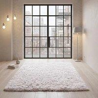 Snug City Shaggy Fluffy Rug Ultra Soft Plush Modern Floor Rug Non Slip Reverse in White | Size: 60 cm x 110 cm