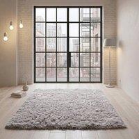 Snug City Shaggy Fluffy Rug Ultra Soft Plush Modern Floor Rug Non Slip Reverse in Silver | Size: 120 cm x 170 cm
