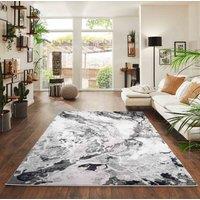Desire Rugs Picasso Modern Abstract Area Rug - Waterflow-Inspired Design for Trendy Home Dcor in Silver | Size: 60 cm x 220 cm