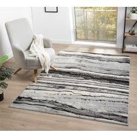 Desire Rugs Obsidian Modern Low Pile Area Rug - Coast Waves Abstract Design in Grey | Size: 60 cm x 220 cm
