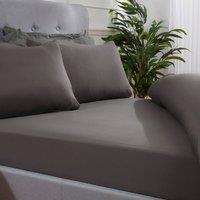 Smart Living Super Soft Microfibre Plain Dye Warm Cosy Bed Linen 32cm Fitted Sheet in Grey | Size: Single