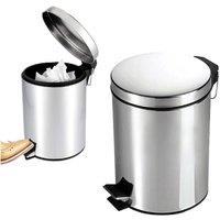 BARGAINS-GALORE 5 Litre Metal Chrome Pedal Bin Toilet Rubbish Hygienic Paper Dustbin in Metallic Silver