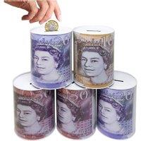 BARGAINS-GALORE Pound Note Money Coin Jar &pound;10 Note Piggy Bank Saving Cash Tin Safe Box