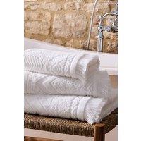 CHRISTY 'Boho' Fringed Jacquard Cotton Towels in White
