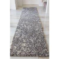 Kukoon Runner Rug Silver Grey Mottled Shaggy Long Hallway Rugs | Size: 60 cm x 240 cm