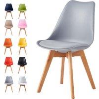 MCC Direct Single Dining Chair with Wooden Legs & Padded Cushion - Eva in Grey