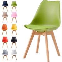 MCC Direct Single Dining Chair with Wooden Legs & Padded Cushion - Eva in Green