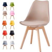 MCC Direct Single Dining Chair with Wooden Legs & Padded Cushion - Eva in Brown