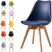 MCC Direct Single Dining Chair with Wooden Legs & Padded Cushion - Eva in Blue