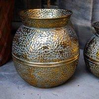 Madison & Mayfair Large Antique Gold Rounded Vase
