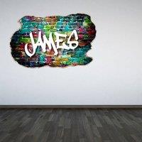 60 SECOND MAKEOVER Personalised Graffiti Name Smashed Wall Sticker 60cm x 90cm | Size: 60 cm x 90 cm