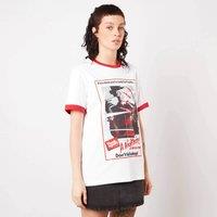Nightmare On Elm Street Don't Fall Asleep Unisex Ringer T-Shirt - White / Red | Size: Medium