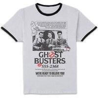 Ghostbusters Vintage Advert Unisex Ringer T-Shirt - White/Black in White | Size: Medium