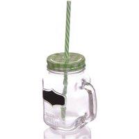 KDMD Vintage Green Drinking Jar with Chalkboard & Lids - Rustic Party Mug