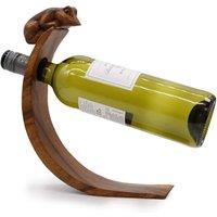 KDMD Frog Wooden Balance Wine Holder - Handcrafted Natural Suar Wood Gift in Brown
