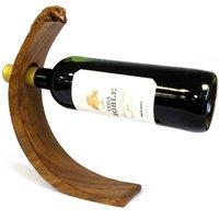 KDMD Gecko Wooden Balance Wine Holder - Handcrafted Natural Suar Wood Gift in Brown