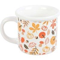 KDMD Autumn Leaves & Pumpkin Mug - Cozy Fall Tea & Latte Cup (480ml) in White