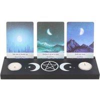 KDMD Black Triple Moon Tarot Card Stand Tealight Holder