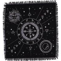 KDMD Esoteric Moon & Sun Fringed Altar Cloth for Spiritual Rituals in Black