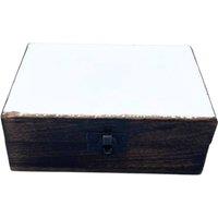KDMD Elegant White Ceramic & Wood Storage Box - 15x10x6cm | Size: 15 x 10 x 6 cm