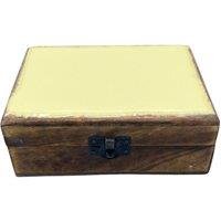 KDMD Medium Ceramic & Wood Storage Box - Modern Concrete-Style Design in Yellow
