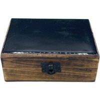 KDMD Elegant Black Ceramic & Wood Storage Box - 15x10x6cm | Size: 15 x 10 x 6 cm