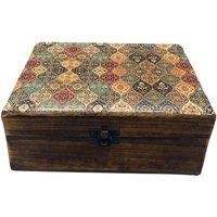 KDMD Traditional Pattern Large Ceramic & Wood Storage Box - 20x15x7.5cm | Size: 20x15x7.5 cm