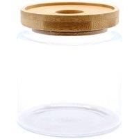 KDMD Cottage Bamboo Glass Jar - 10cm in Clear