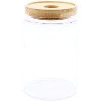 KDMD Cottage Bamboo Glass Jar - 15cm in Clear