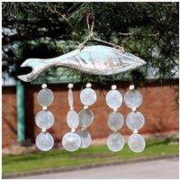 KDMD Bluewashed Fish Carving with Natural Copis Drop - Nautical Decor in Light Blue