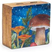 KDMD Small Enameled Square Box 10x10cm with Mushroom Design | Size: 10x10 cm