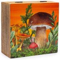 KDMD Big Square Storage Box 15x17.5x8cm - Mushroom & Teal Design in Brown | Size: 15x17.5x8 cm