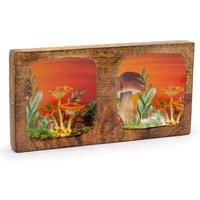 KDMD Double Trinket Tray 20x10x2.5cm - Mushroom Design Maroon in Brown | Size: 20x10x2.5 cm